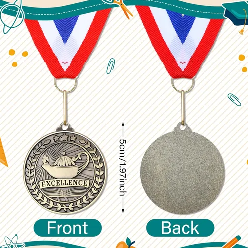 Miniatura 2 de Quelay 30 piezas Medallas de premio de 2" al por mayor, medallas ganadoras de oro con cintas para el cuello, medallas de trofeo de metal, premio