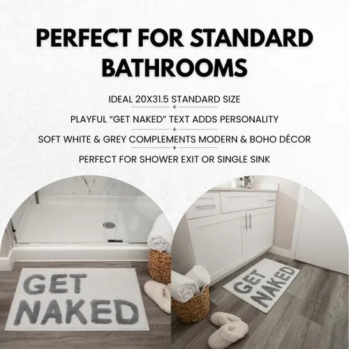 Miniatura 5 de LABEND HOME Alfombra de baño Get Naked de 20 x 31.5 pulgadas, divertida alfombra de baño, respaldo antideslizante de microfibra de felpa, lavable a