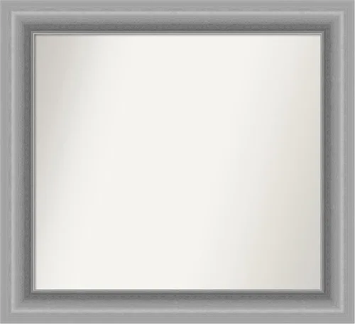 Miniatura 405 de Amanti Art Espejo de baño plateado para sobre fregadero, 26 x 26 pulgadas, espejo cuadrado de níquel pulido, marco de madera tradicional mediano, se