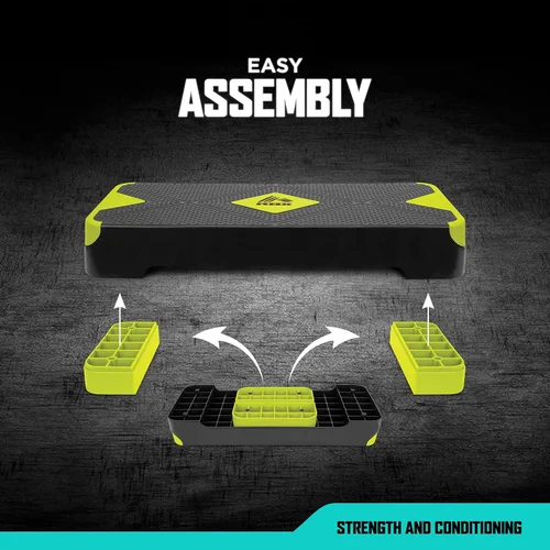 Miniatura 2 de RBX Plataforma de escalón aeróbico con superficie texturizada antideslizante, pasos ajustables de 2 niveles para ejercicio, compacta, ligera, fácil