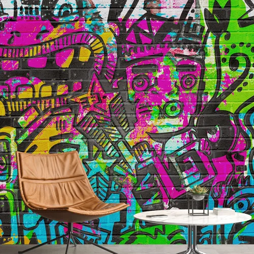 Miniatura 15 de NWT Calcomanía de pared extraíble/mural de pared estilo de dibujos animados, pintura en aerosol urbana, graffiti y arte callejero, tipografía