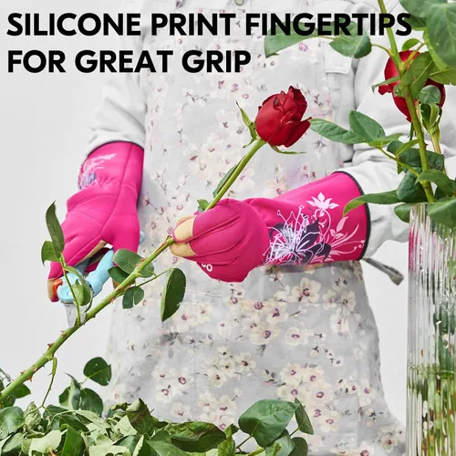 Miniatura 5 de Vgo SL7445 - Guantes de jardinería de cuero sintético para mujer, guantes de trabajo de manga larga, transpirables y con agarre, de alta destreza