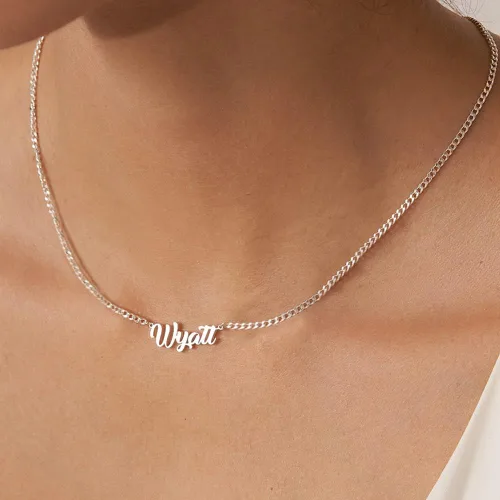 Miniatura 3 de Dreamdecor Collar con nombre personalizado de plata de ley 925, collar personalizado para mujer, regalo de joyería personalizado para mujeres y niñas
