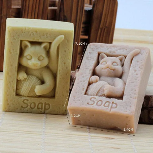 Miniatura 2 de Molde de jabón Molde de silicona para velas Molde de jabón Molde de silicona Molde de resina Rectángulo de jabón para gatos (11015)