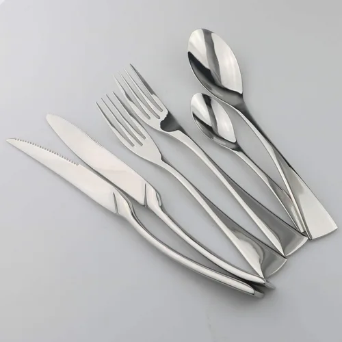Miniatura 3 de Juego de cubiertos de acero inoxidable 18/10, cuchillo de carne dentado, plateado pulido espejo, servicio para 1