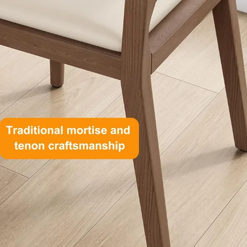 Miniatura 8 de Leather Seat Dining Room Chair with Back, Wooden Dining Chairs Set Kitchen Chair, Dining Room Chairs Armless Seat for Kitchen Living Room Black+khaki