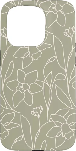 Miniatura 14 de Poppy Flower Line Art Modern Leaves Boho Artichoke Green Case for iPhone 17