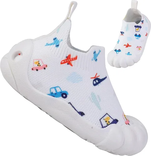 SK SIX Wide Toddler Shoes - Baby Sock Shoes,Baby Walking Shoes,Infant Boys Girls Breathable Kids Safty House Slippers Non-Slip Slip on Barefoot