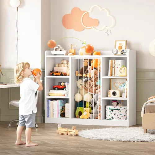 Miniatura 2 de Zoológico de animales de peluche para niños pequeños, organizador de almacenamiento de juguetes para sala de juegos, organizador y almacenamiento