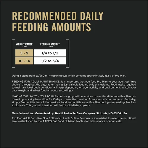 Miniatura 5 de Purina Pro Plan - Alimento para gatos con piel y estómago sensibles, fórmula de cordero y arroz, bolsa de 22 libras