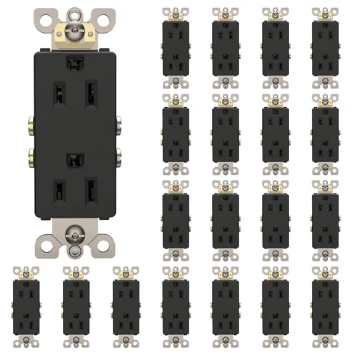 Miniatura 19 de ThunderWay Toma de corriente decoradora con placa de pared, toma eléctrica no resistente a manipulaciones, 15 amperios/125 V, autoconectada