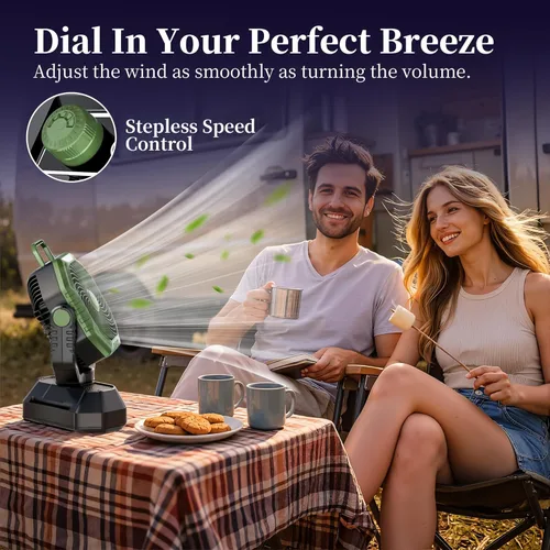 Miniatura 6 de AJVV Ventilador de campamento, batería oscilante, portátil, recargable, con luz y control remoto para campamento, al aire libre, corte de energía