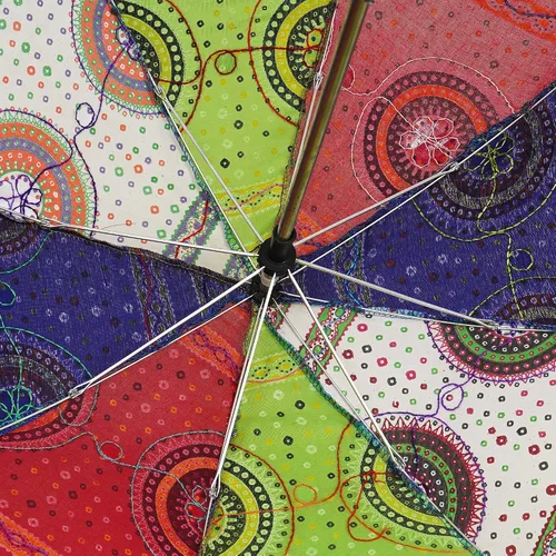 Miniatura 4 de Marubhumi Paraguas de diseño indio hecho a mano de algodón multicolor multicolor bordado Boho paraguas sombrilla (5 unids)