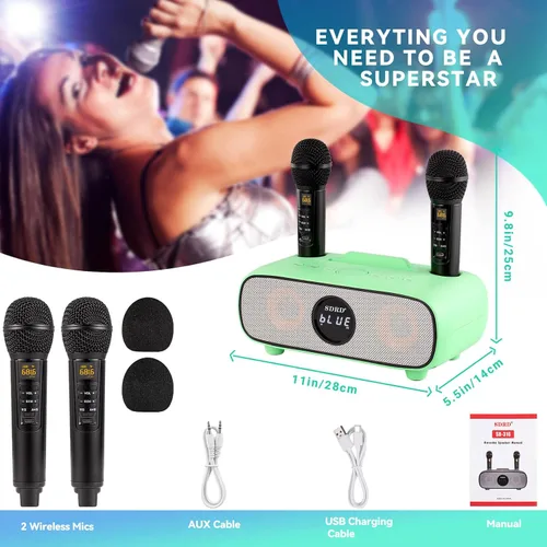 Miniatura 5 de Máquina de karaoke para adultos y niños, máquina de karaoke portátil Bluetooth con soporte para teléfono celular, sistema de altavoces PA con 2