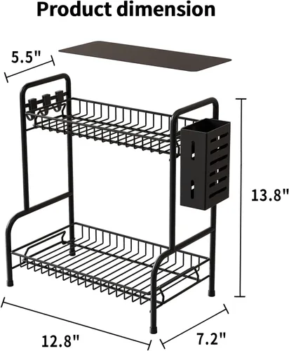 Miniatura 6 de Organizador de encimera de baño con cesta de artículos de tocador, estante de almacenamiento de encimera de baño de 2 niveles con almohadilla