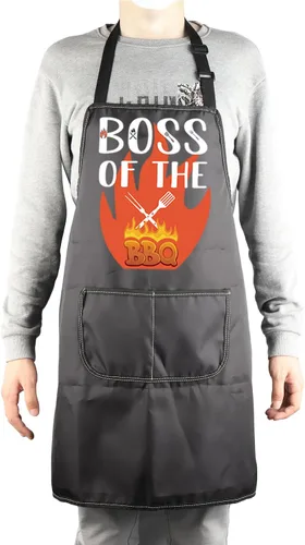 Miniatura 4 de MBMSO Boss Grill BBQ Chef Delantal Boss of the BBQ Delantal Boss Barbacoa Regalos para amantes de la barbacoa, delantal de cocina, delantal