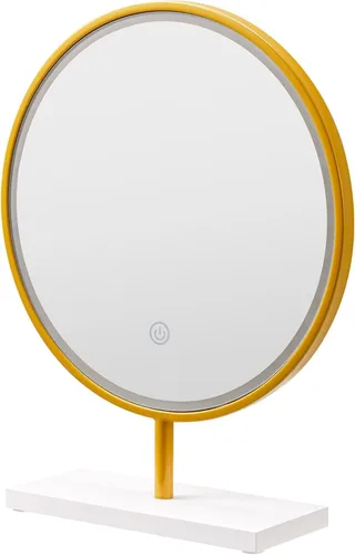 Espejo de maquillaje iluminado de 15.7 pulgadas, espejo de tocador con enchufe USB, espejo de mesa regulable de 3 colores, espejo redondo, espejo