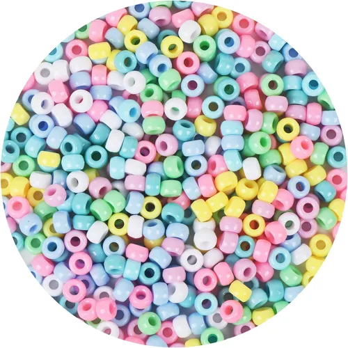 Miniatura 13 de Simetufy 3600 cuentas de poni a granel, 24 colores surtidos, cuentas de plástico arcoíris para trenzar el cabello, pulseras de amistad, 3600 Clásico