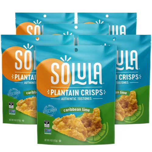 Miniatura 14 de Solula Plátano Crisps Authentic Tostones, lima caribeña, 4 onzas (paquete de 3), papas fritas cocidas, sin gluten, aptas para paleo, sin granos