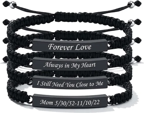 Miniatura 8 de Pulsera de urna personalizada para cenizas, recuerdos de joyería de cremación para mujeres y hombres, pulsera ajustable de cuerda tejida hecha a