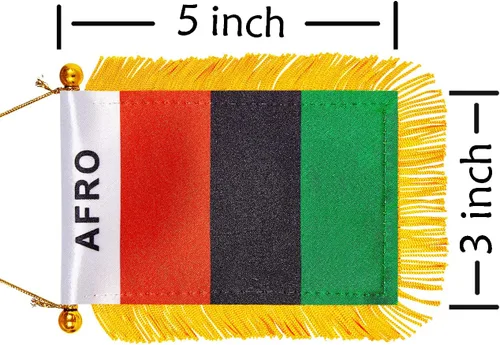 Miniatura 2 de WXTWK Bandera afro americana de 3 x 5 pulgadas, bandera panafricana para colgar en la ventana, pequeñas banderas para automóvil, decoración