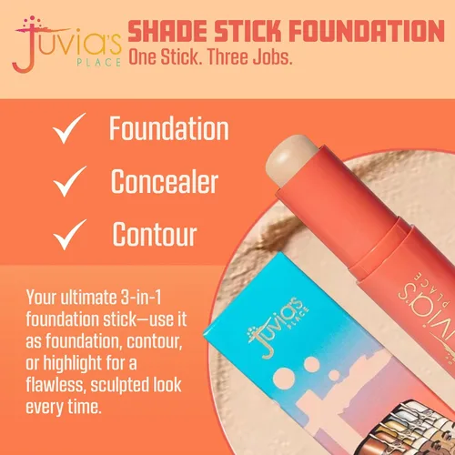 Miniatura 7 de Juvia's Place The Shade Stick Foundation Aberdeen - Muy ligera con matiz neutro para tonos de piel claros a claros, cobertura para base, corrector