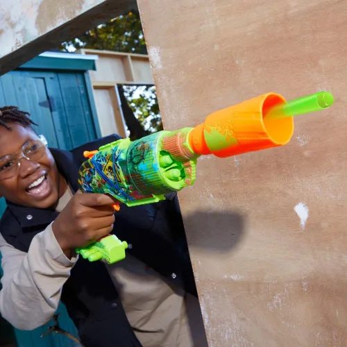 Miniatura 10 de Nerf Zombie Driller Dart Blaster, 16 dardos Nerf Elite, cilindro giratorio de 5 dardos, alcance extraíble, juegos al aire libre, a partir de 8 años