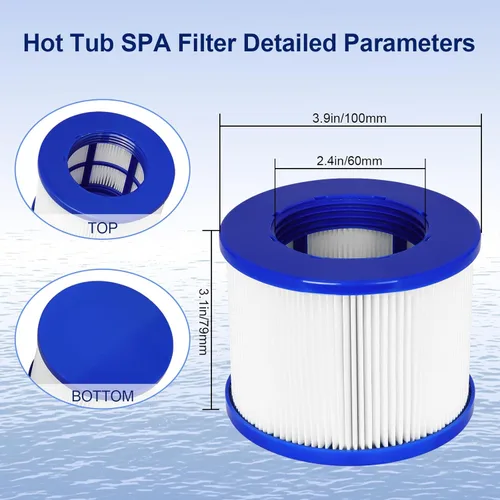 Miniatura 2 de Cartuchos de filtro de repuesto para bañera de hidromasaje – Compatible con todas las bañeras de hidromasaje RELXTIME, ALEKO, Wejoy, Aquaspa Hot Tub