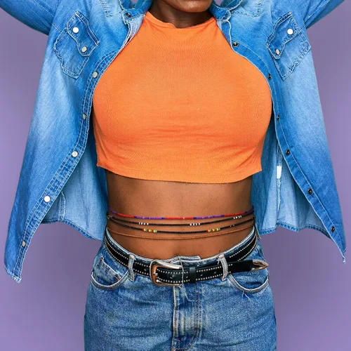 Miniatura 4 de 4 cuentas de cintura africana hechas a mano de 50 pulgadas para mujer, no elásticas (corbata)