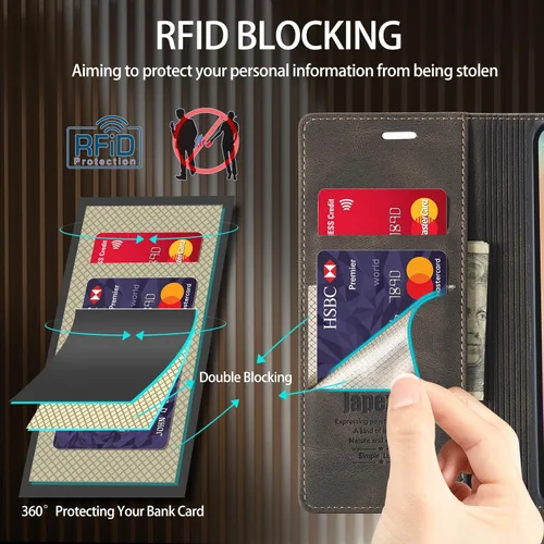 Miniatura 2 de Funda tipo cartera para Samsung Galaxy A13 5G con tarjetero [bloqueo RFID] con función atril magnética, funda de piel con tapa para Samsung Galaxy