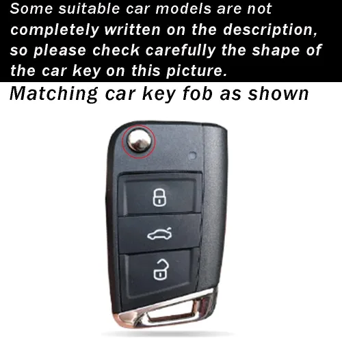 Miniatura 2 de ontto Funda para control remoto de automóvil de 3 botones para Volkswagen con tapa abatible para Skoda Kodiaq Karoq Bolsa de llaves Premium TPU