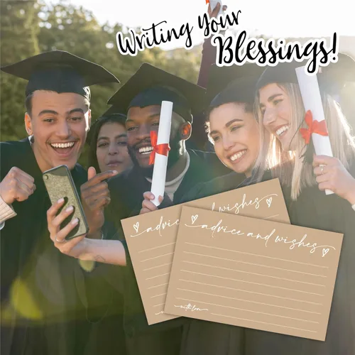 Miniatura 4 de 30 tarjetas de consejos y deseos – marrón minimalista – Tarjetas de consejos rellenables de doble cara para novia, boda, fiesta de graduación, señor