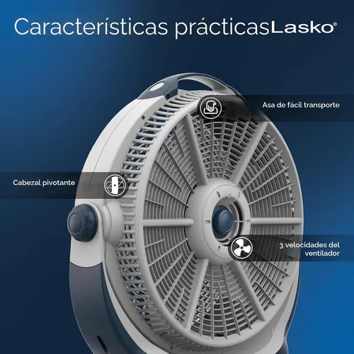 Miniatura 4 de Ventilador Lasko Wind Machine, ventilador circulador de aire con 3 velocidades, modelo 3300 de 20", gris
