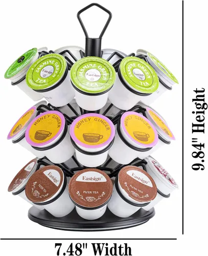 Miniatura 2 de K-Cup - Almacenamiento de cápsulas de café, soporte para cápsulas de carrusel, almacenamiento para cápsulas K (27 cápsulas-3 niveles)