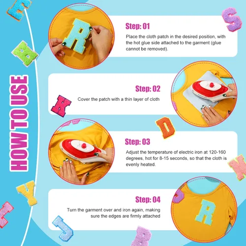 Miniatura 6 de Waydress 26 Piezas Parches de Letras de Felpilla para Planchar de 4.5 Pulgadas Parches de Letras del Alfabeto A-Z de Felpilla para Coser
