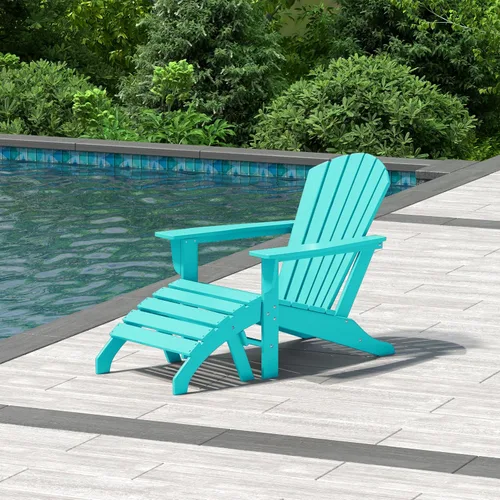 Miniatura 11 de WestinTrends Dylan - Silla Adirondack para exteriores con otomana, juego de 2 piezas, color negro