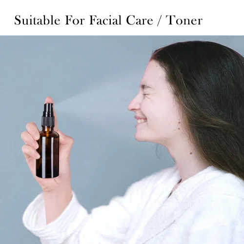 Miniatura 7 de Paquete de 6 botellas de spray de vidrio ámbar para aceites esenciales, botella pequeña de 2 onzas de niebla fina vacía de viaje para cabello