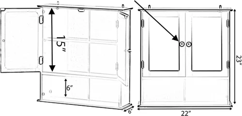 Miniatura 3 de Basicwise Espejo gris montado en la pared baño y tocador con estantes ajustables, gris, (QI004020.GY)
