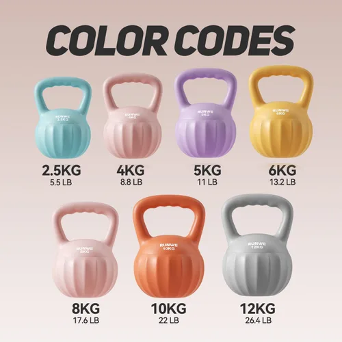 Miniatura 4 de RUNWE Pesa rusa para mujeres y hombres (se vende individualmente, no en conjunto) Varias opciones de peso y color, desde principiantes hasta