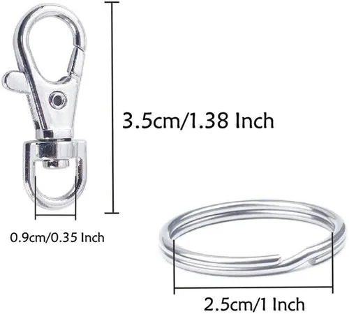 Miniatura 2 de 60 piezas de ganchos giratorios premium con anillas para llaves, ganchos de llavero con cierre de langosta de metal para manualidades con cordón