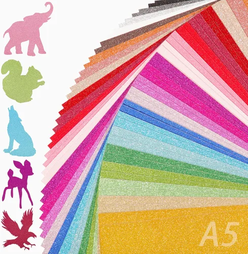 Miniatura 12 de 40 hojas de papel de cartulina con purpurina de 20 colores - 21,6 x 27,9 cm, 250 g/m²/92 lb, cartulina gruesa de peso pesado y colorida