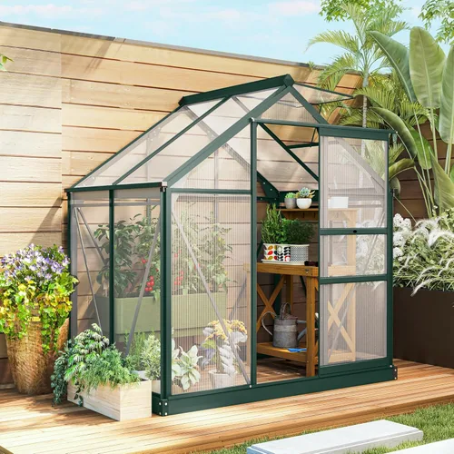 Miniatura 3 de Outsunny – Balancín de policarbonato portátil Walk-In Jardín Invernadero