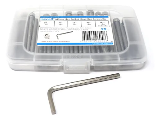 Miniatura 126 de iexcell 25 piezas M4 x 60/65/70/75/3.150 in paso de rosca 0.028 in acero inoxidable 304 cabeza hexagonal Tornillos Tornillos surtido Kit