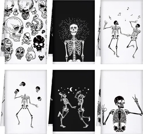 Bencailor - 6 toallas de cocina góticas espeluznantes con tarot, toallas de mano, luna, sol, bruja, té, para fiestas de terror, regalos de baño,