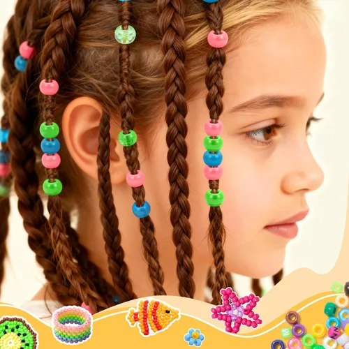 Miniatura 2 de Simetufy 3600 cuentas de poni a granel, 24 colores surtidos, cuentas de plástico arcoíris para trenzar el cabello, pulseras de amistad, 3600 Clásico