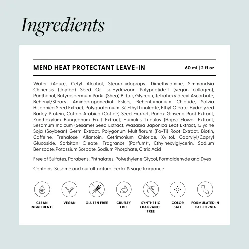 Miniatura 6 de Arey Mend - Acondicionador sin enjuague con protector térmico Desenreda, rehidrata, fortalece y protege el cabello hasta 450 °F Vegano, sin