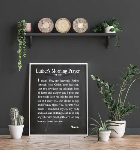 Miniatura 3 de Arte de pared inspirador sin marco de oración matutina por Martin Luther / cuadros cristianos de pared de sala, decoración de oración cristiana