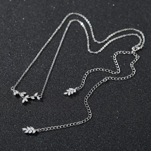 Miniatura 5 de SWEETV Collar de cristal para novia de boda para novias, collar con colgante de espalda delicada de vid de circonita cúbica para mujer, regalo