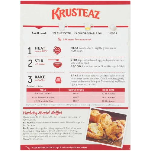 Miniatura 4 de Krusteaz Mezcla rápida de pan de naranja y arándano, 18.6 onzas
