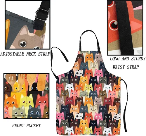 Miniatura 6 de Delantal Babero Ajustable Impermeable con 2 Bolsillos Delantales de Cocina para Mujeres Hombres Chef